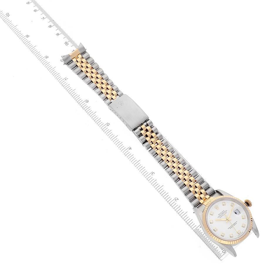 Rolex Datejust Stahl-Herrenuhr aus Gelbgold mit weißem Diamant-Zifferblatt 16233 7