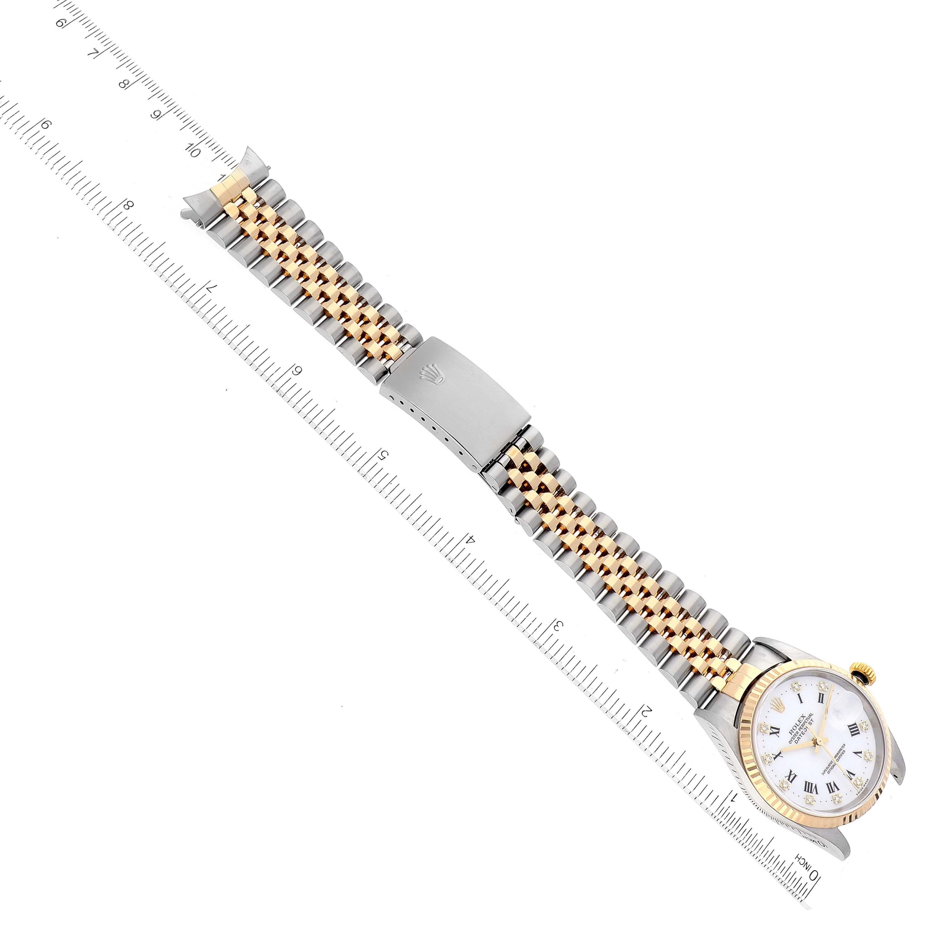 Rolex Datejust Steel Yellow Gold White Diamond Dial Mens Watch 16233 6