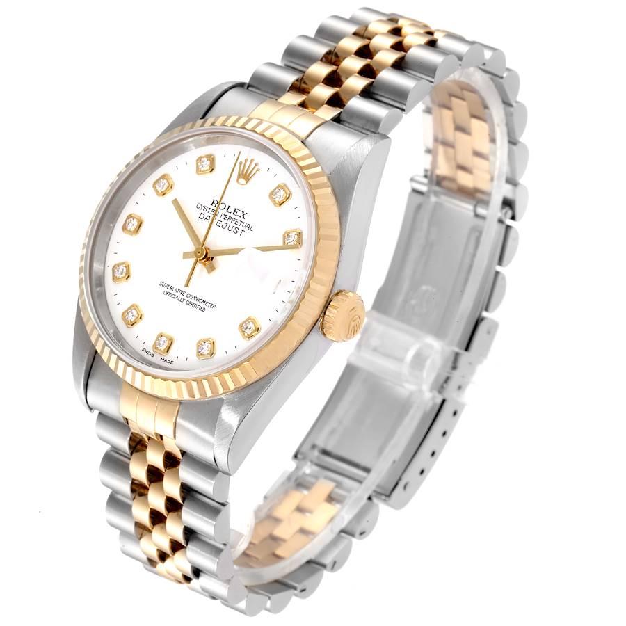 Rolex Datejust Herrenuhr aus Stahl, Gelbgold mit weißem Diamant-Zifferblatt 16233 1