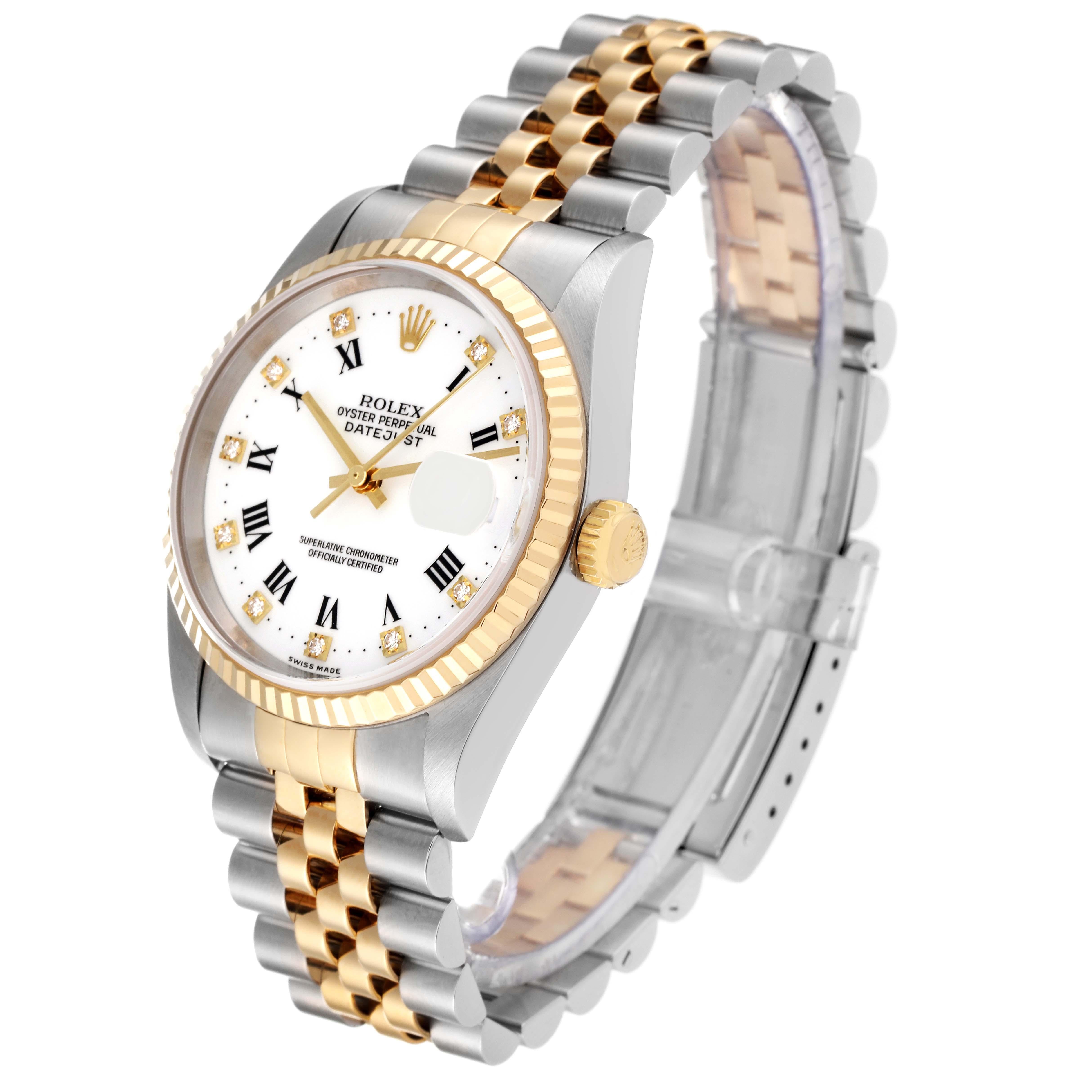 Men's Rolex Datejust Steel Yellow Gold White Diamond Dial Mens Watch 16233