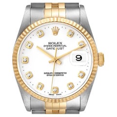 Rolex Datejust Stahl-Gelbgold-Herrenuhr 16233 mit weißem Diamant-Zifferblatt