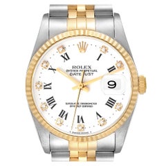 Rolex Datejust Steel Yellow Gold White Diamond Dial Mens Watch 16233 Papers Rolex Datejust Steel Yellow Gold White Diamond Dial Mens Watch 16233 Papers