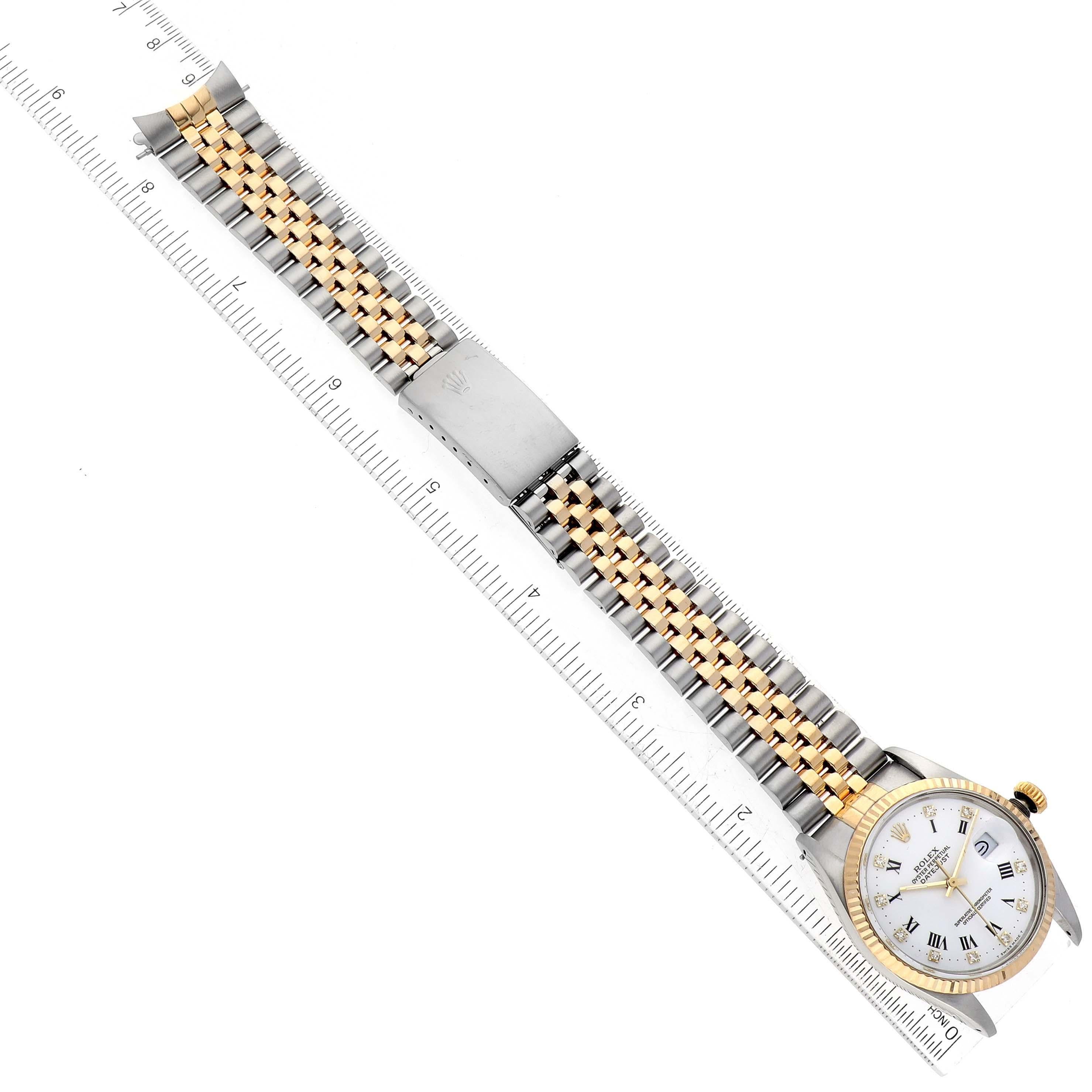 Rolex Datejust Steel Yellow Gold White Diamond Dial Vintage Mens Watch 16013 For Sale 6