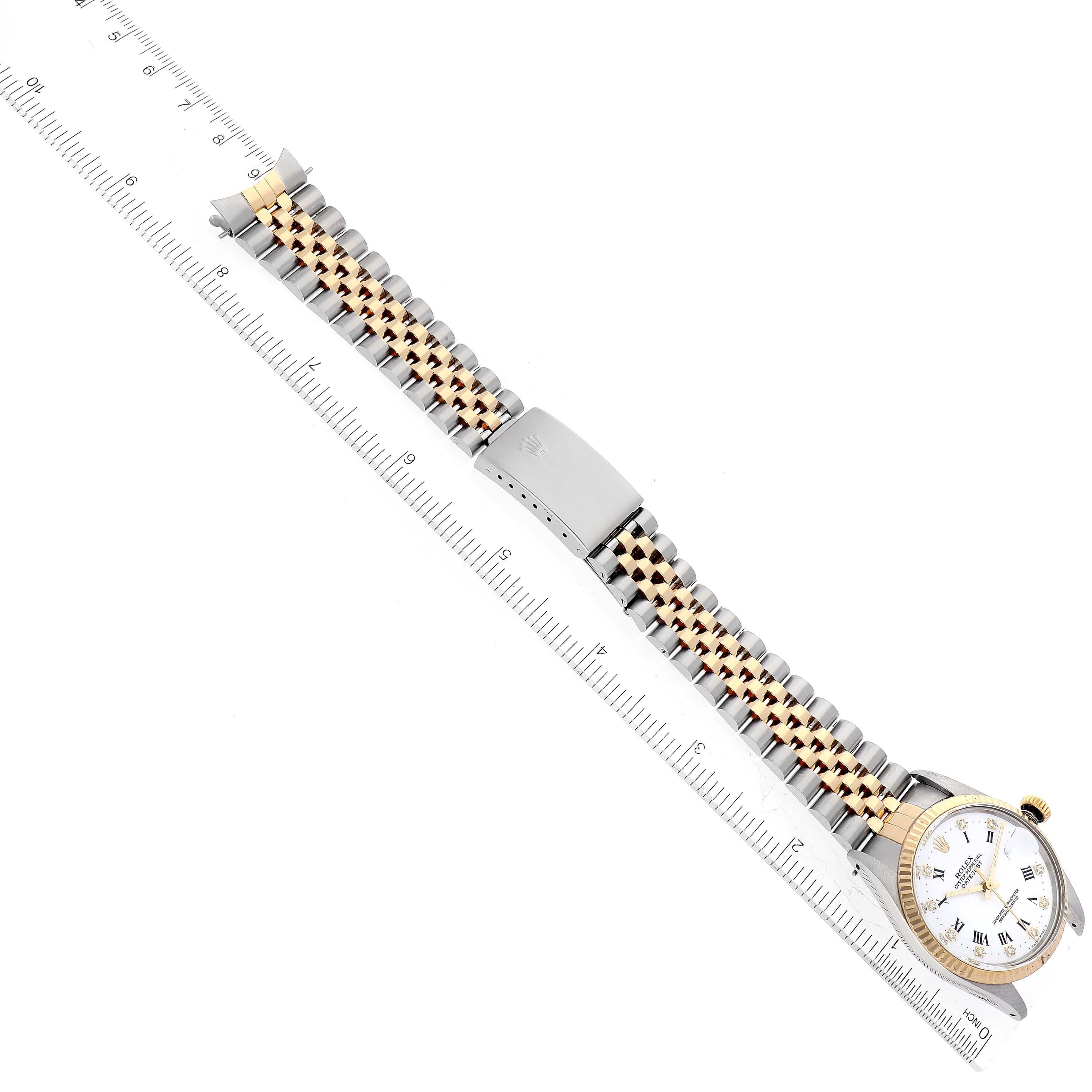 Rolex Datejust Steel Yellow Gold White Diamond Dial Vintage Mens Watch 16013 6