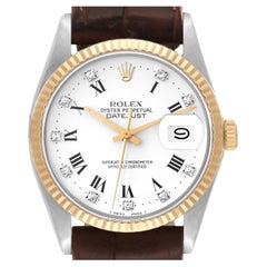 Rolex Datejust Steel Yellow Gold White Diamond Dial Vintage Mens Watch 16013