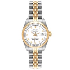 Rolex Datejust Steel Yellow Gold White Roman Dial Ladies Watch 69173