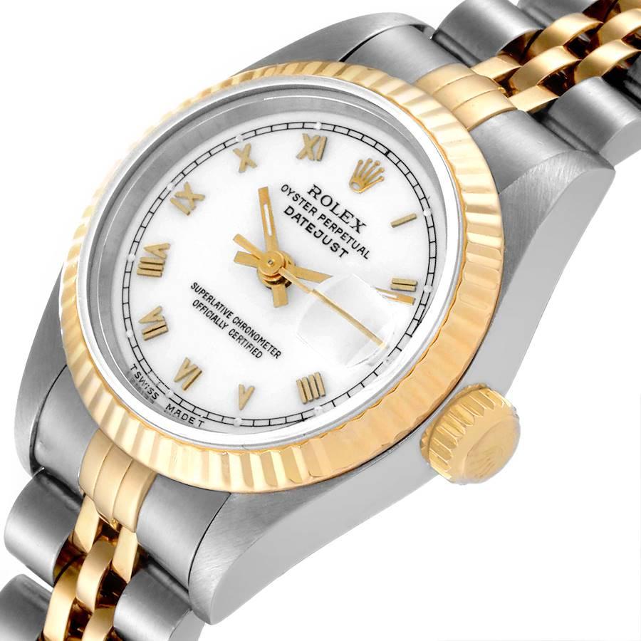 Women's Rolex Datejust Steel Yellow Gold White Roman Dial Ladies Watch 69173