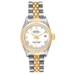 Rolex Datejust Steel Yellow Gold White Roman Dial Ladies Watch 69173