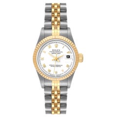 Rolex Datejust Steel Yellow Gold White Roman Dial Ladies Watch 69173