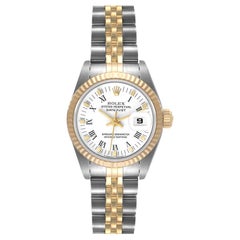Rolex Datejust Steel Yellow Gold White Roman Dial Ladies Watch 69173