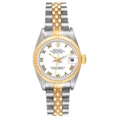 rolex 69173 Rolex Datejust Steel Yellow Gold White Roman Dial Ladies Watch 69173