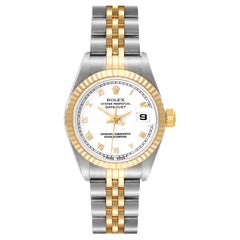 Rolex Datejust Steel Yellow Gold White Roman Dial Ladies Watch 69173