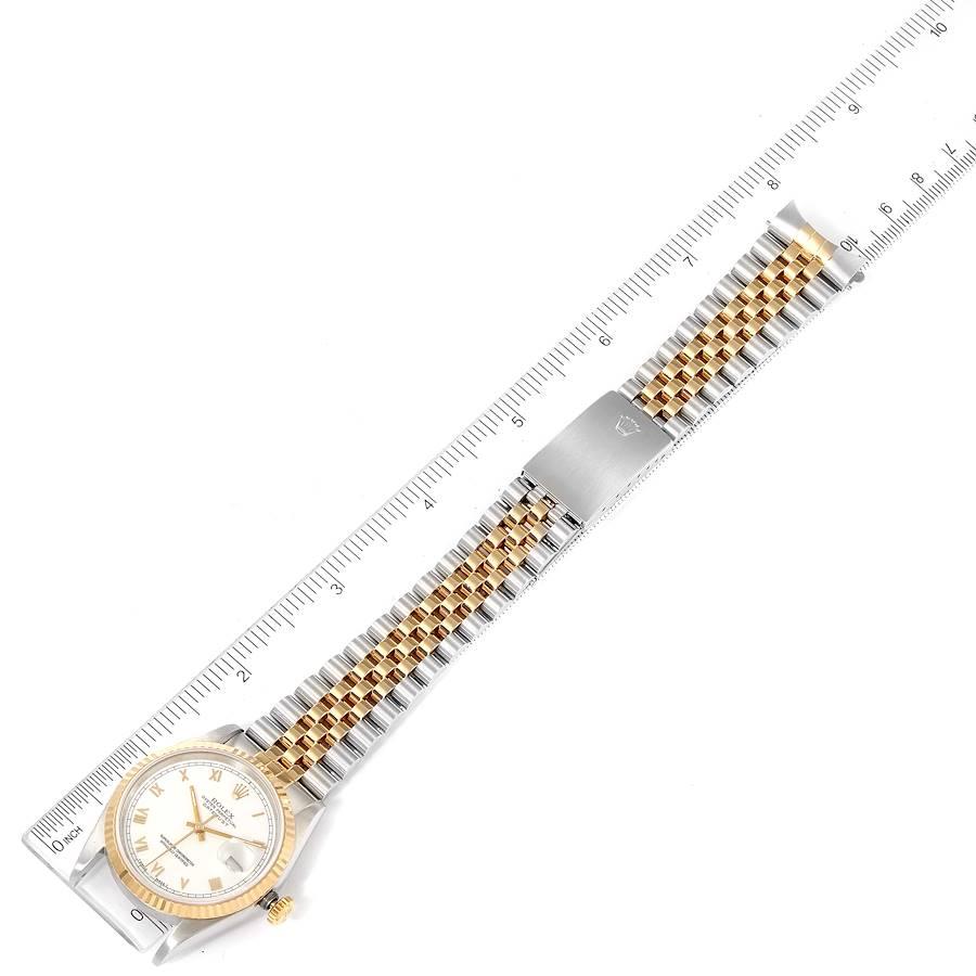 Rolex Datejust Steel Yellow Gold White Roman Dial Mens Watch 16233 7