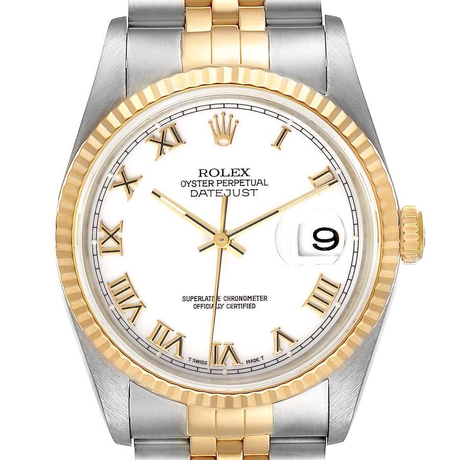 Rolex Datejust Steel Yellow Gold White Roman Dial Men's Watch 116233 ...