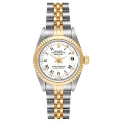 Rolex Datejust Steel Yellow Gold White Roman Dial Watch 69173 Box Papers Rolex Datejust Steel Yellow Gold White Roman Dial Watch 69173 Box Papers