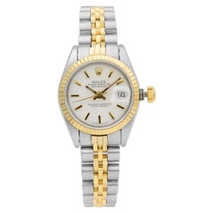 Rolex Datejust Steel Yellow Gold White Sticks Dial Automatic Ladies Watch 69173