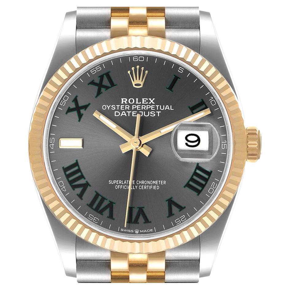 Rolex Datejust Steel Yellow Gold Wimbledon Dial Mens Watch 126233 Box Card For Sale