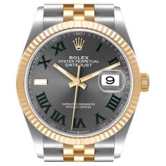 Rolex Datejust Steel Yellow Gold Wimbledon Dial Mens Watch 126233 Box Card
