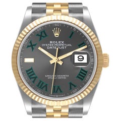 Rolex Datejust Steel Yellow Gold Wimbledon Dial Mens Watch 126233 Box Card