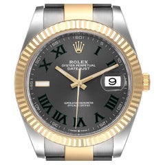 Rolex Datejust Steel Yellow Gold Wimbledon Dial Mens Watch 126333 Box Card