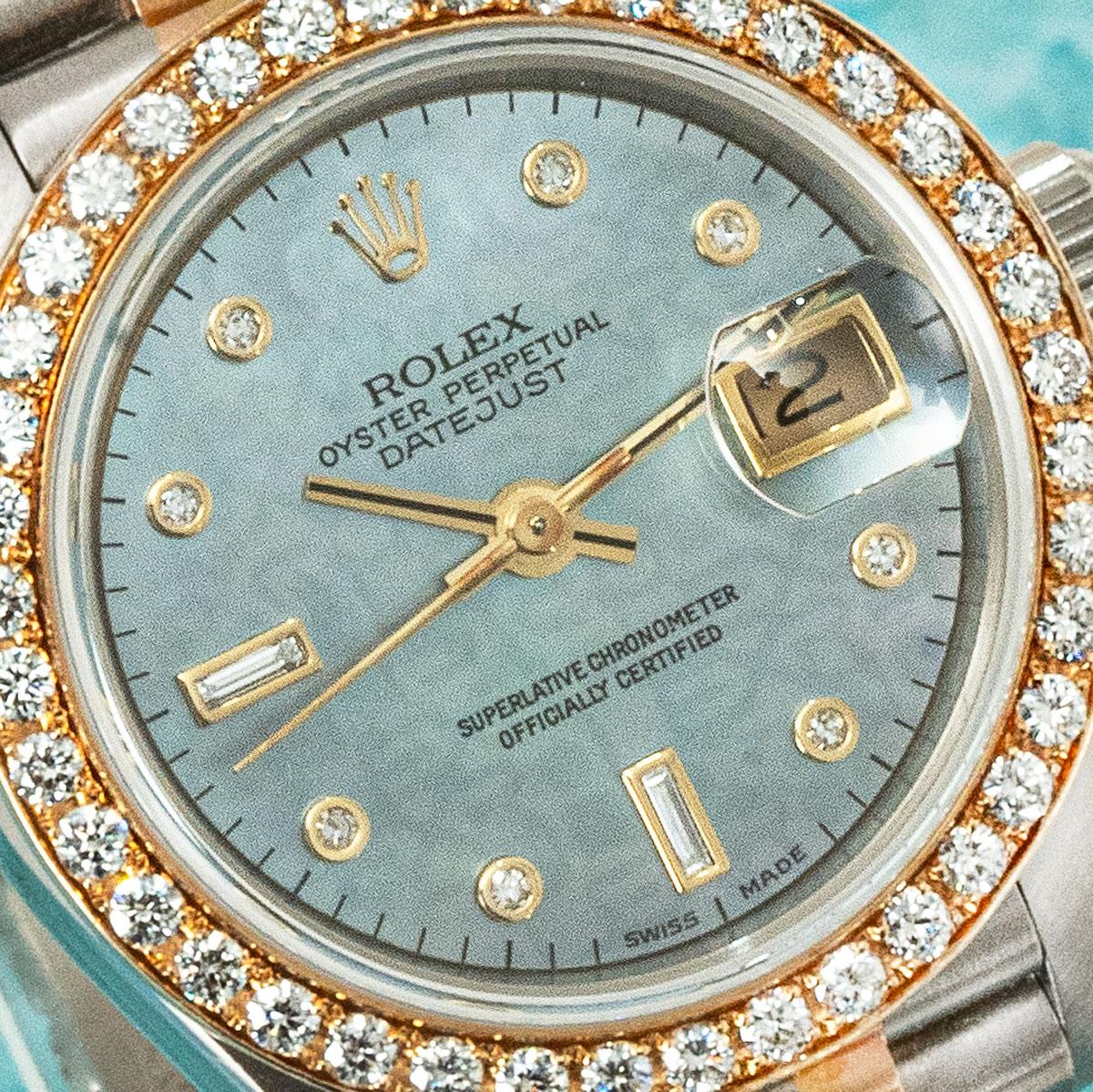 Rolex Datejust Tahitian Perlmutt Diamant Set 69139 (Rundschliff) im Angebot