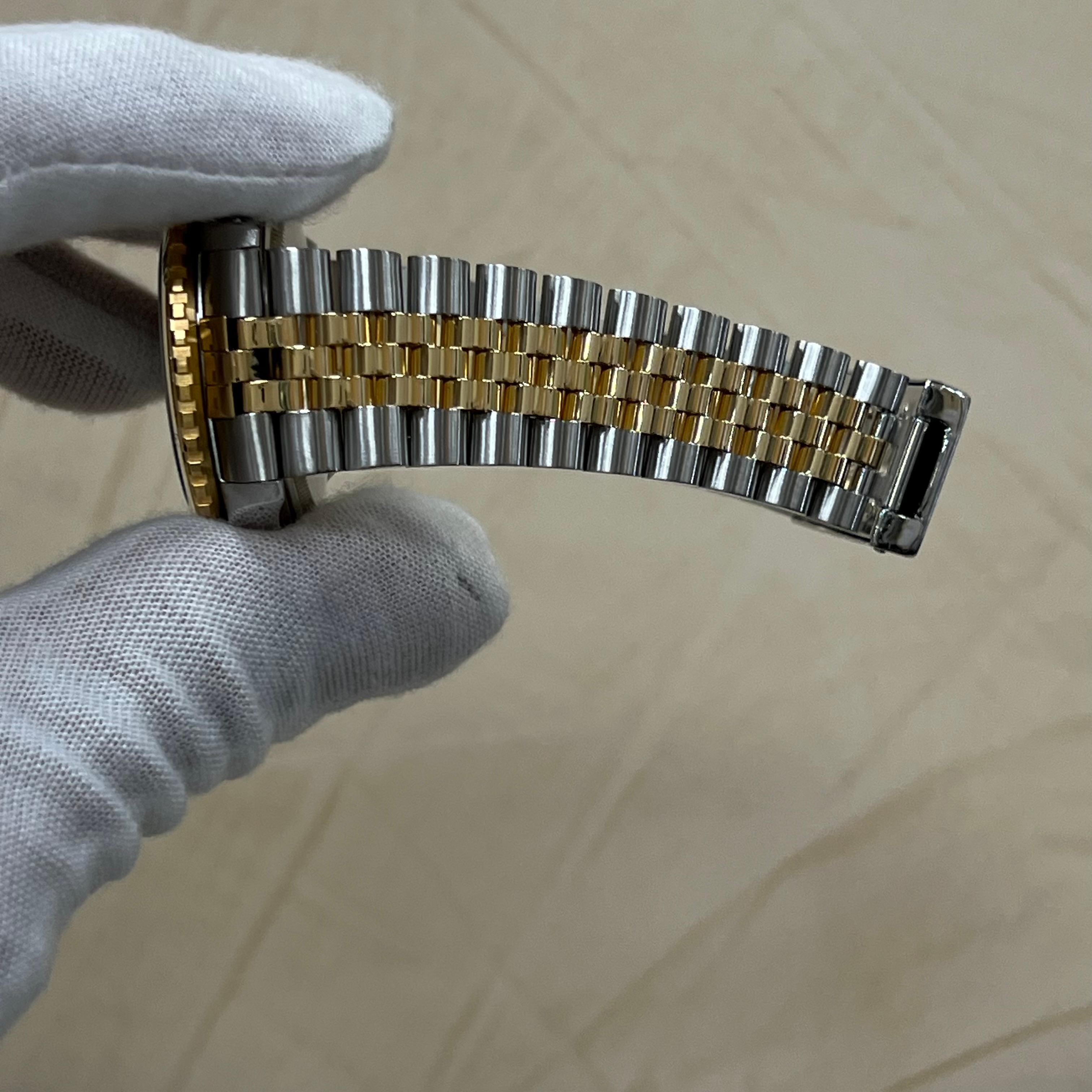Rolex Datejust Thunderbird 16253 Blue Vignette Diamond Spider 18K Gold Steel B+P For Sale 9