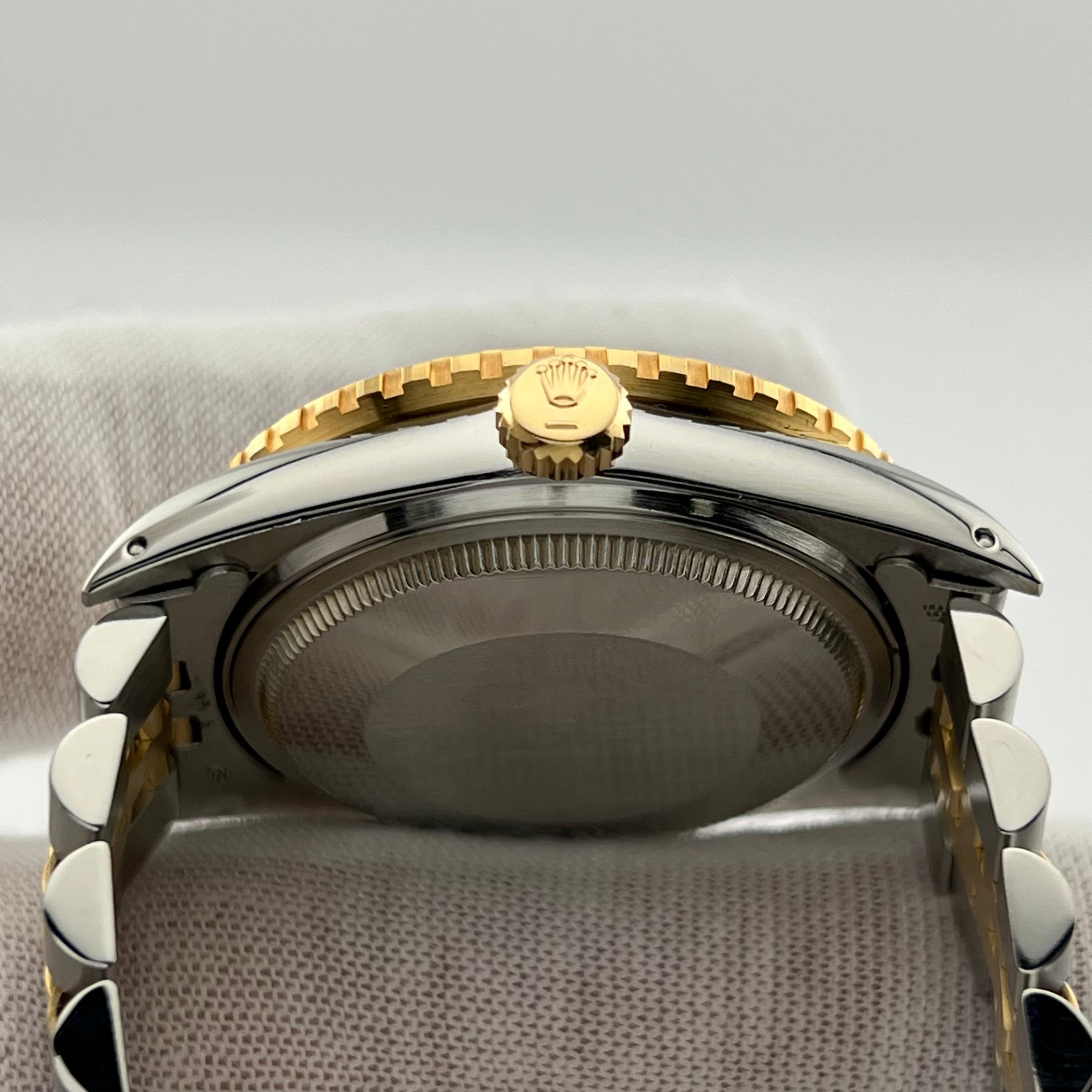Rolex Datejust Thunderbird 16253 Blue Vignette Diamond Spider 18K Gold Steel B+P For Sale 4