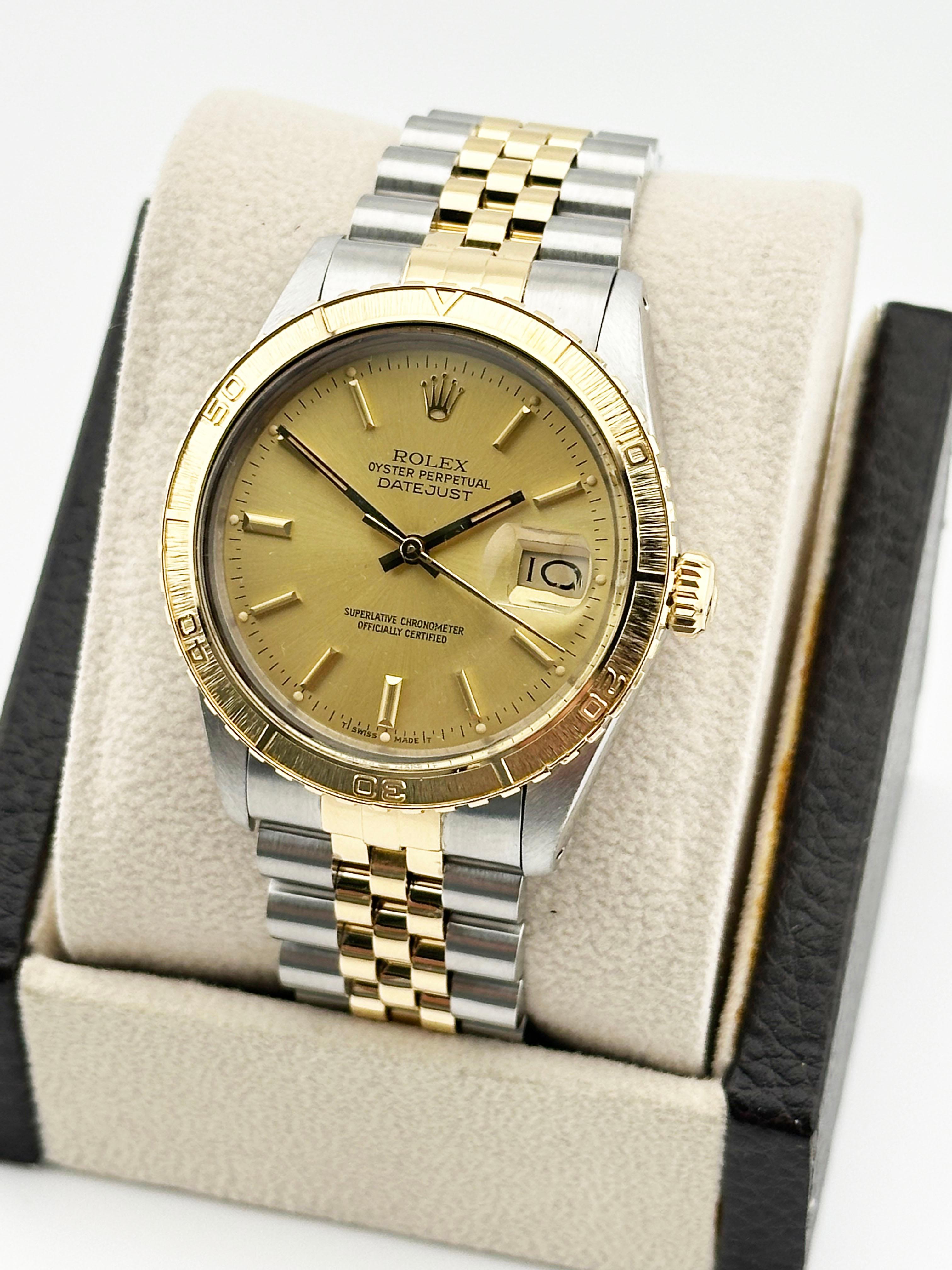 Rolex Datejust Thunderbird 16253 Champagne Dial 18K Yellow Gold Steel 36mm In Excellent Condition In San Diego, CA
