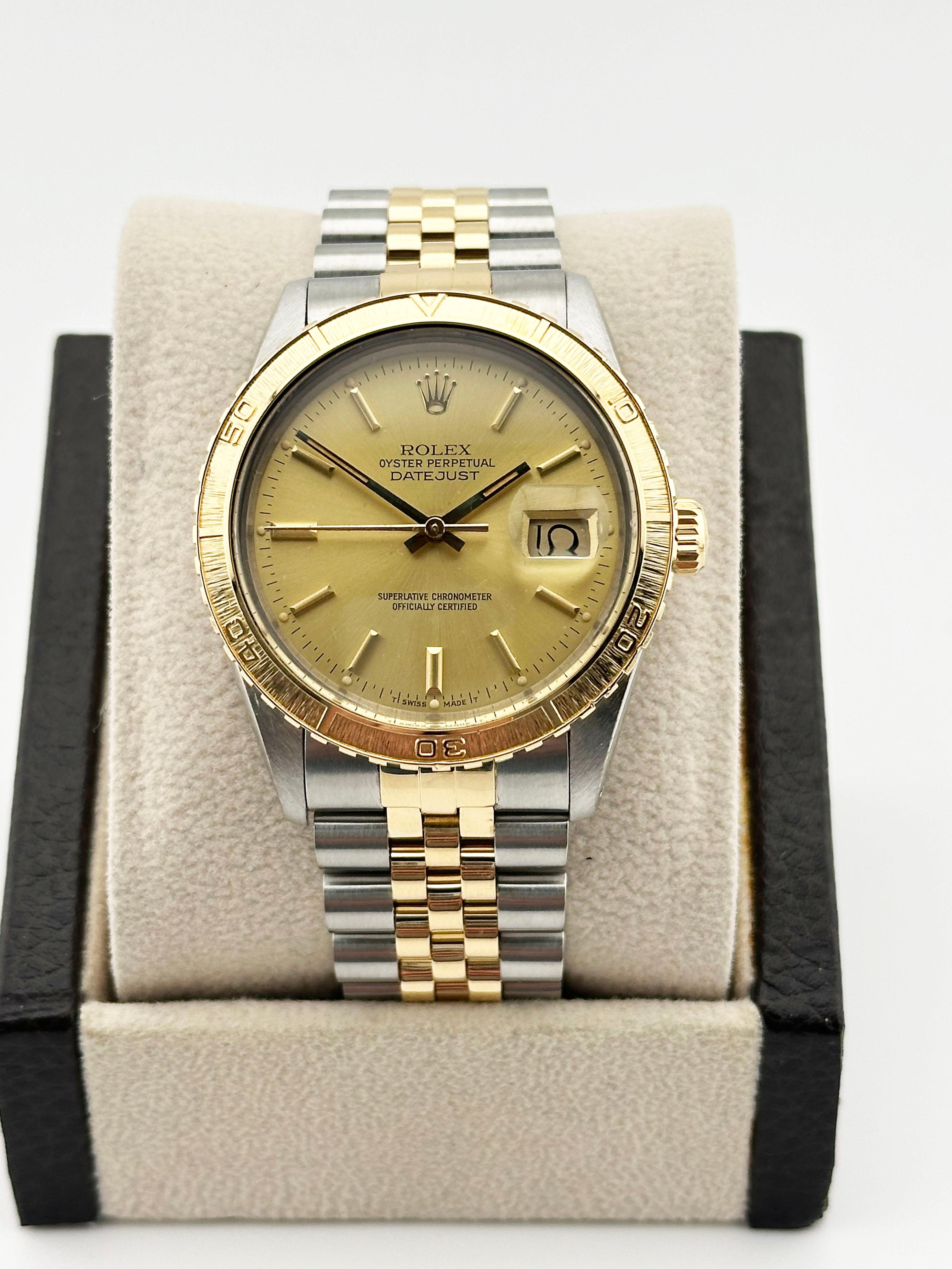 Women's or Men's Rolex Datejust Thunderbird 16253 Champagne Dial 18K Yellow Gold Steel 36mm