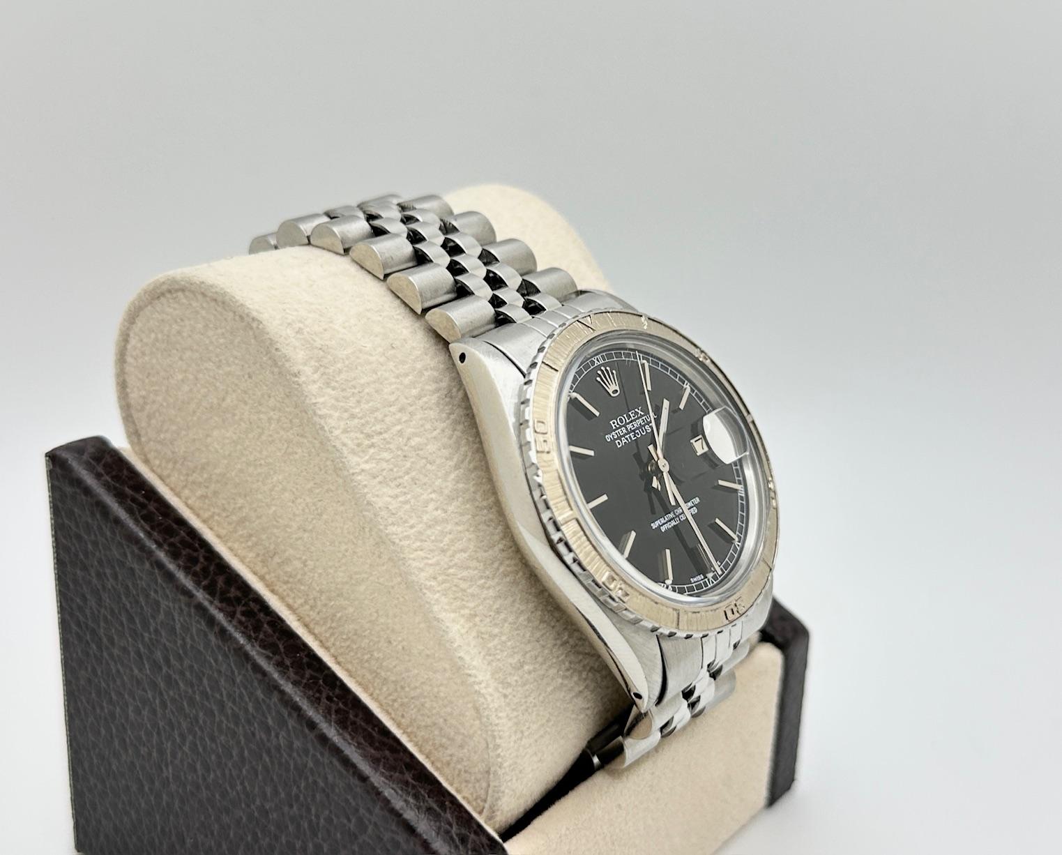 Rolex Datejust Thunderbird Turn-O-Graph 16250 36mm Black Dial Stainless Steel In Good Condition For Sale In San Diego, CA