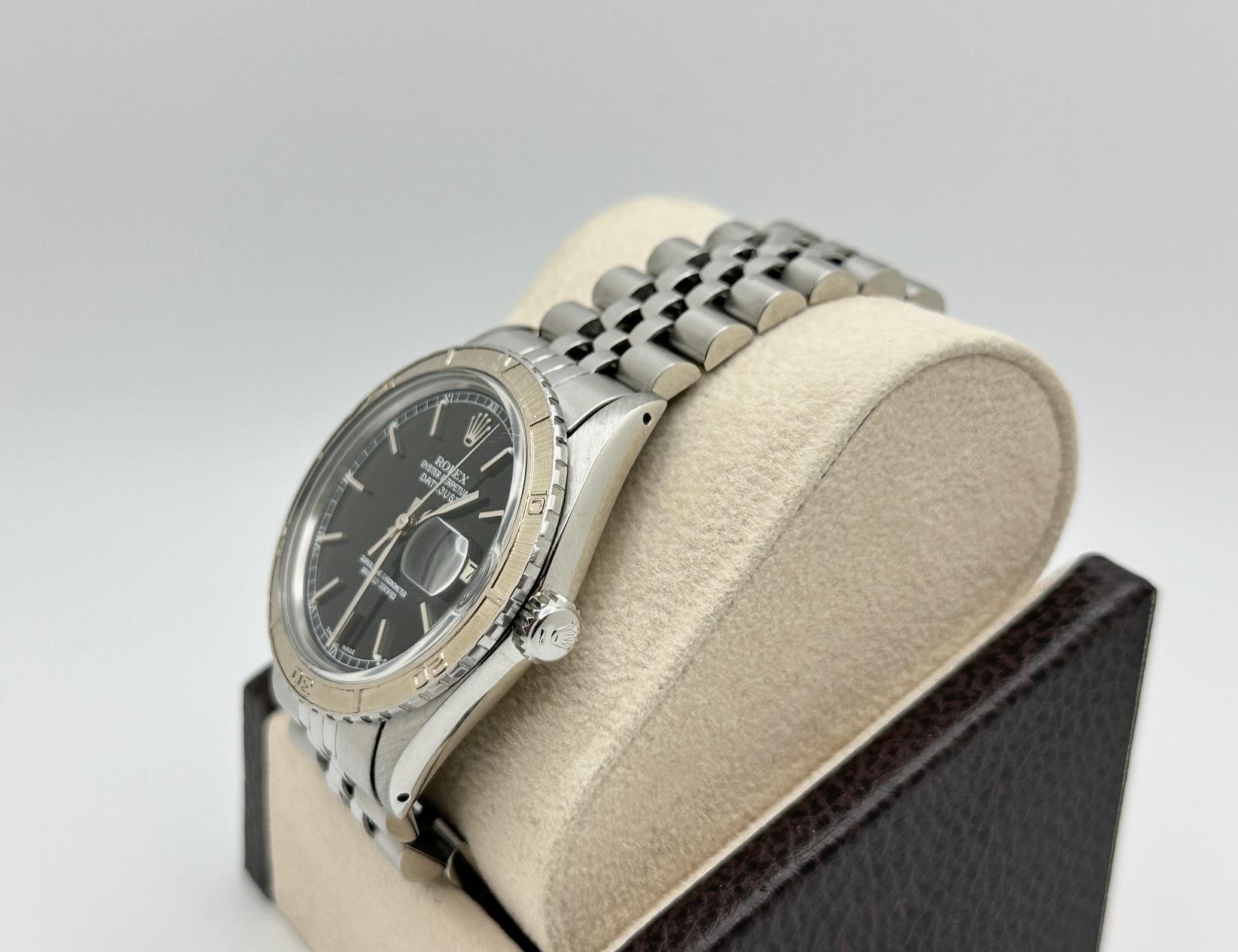 Men's Rolex Datejust Thunderbird Turn-O-Graph 16250 36mm Black Dial Stainless Steel For Sale