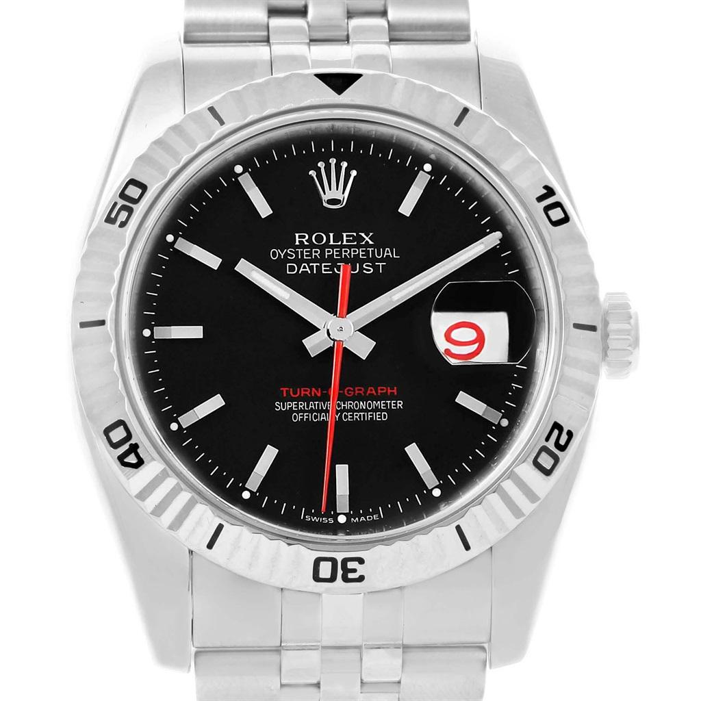 Rolex Datejust Thunderbird Turnograph Black Dial Men's Watch 116264 3