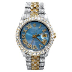Rolex Datejust Tiffany Blue Dial Full Diamond Iced Out Jubilee Bracelet