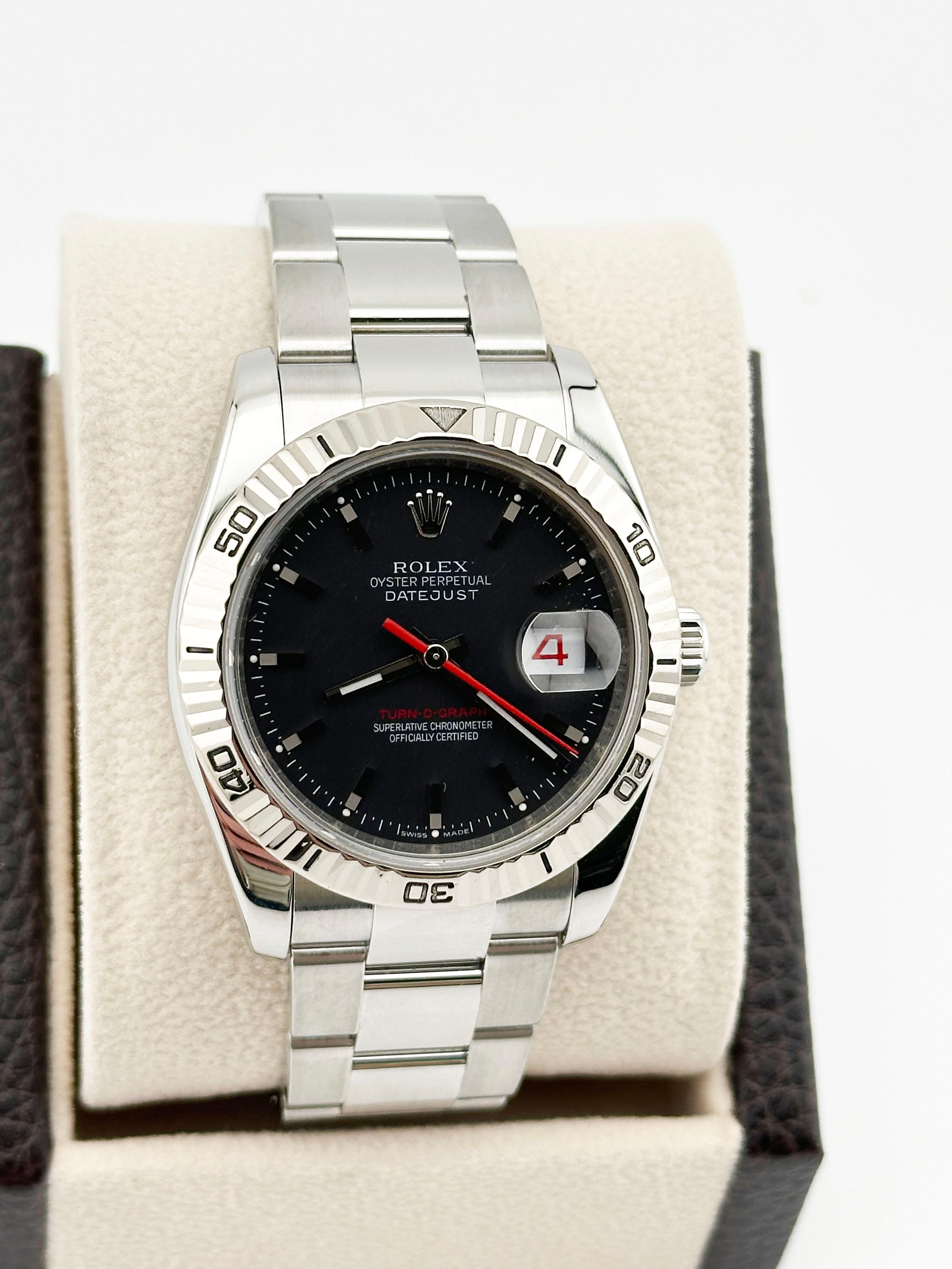 Rolex Datejust Turn-O-Graph 116264 Schwarzes Zifferblatt Edelstahl Box Buchstabe Herren