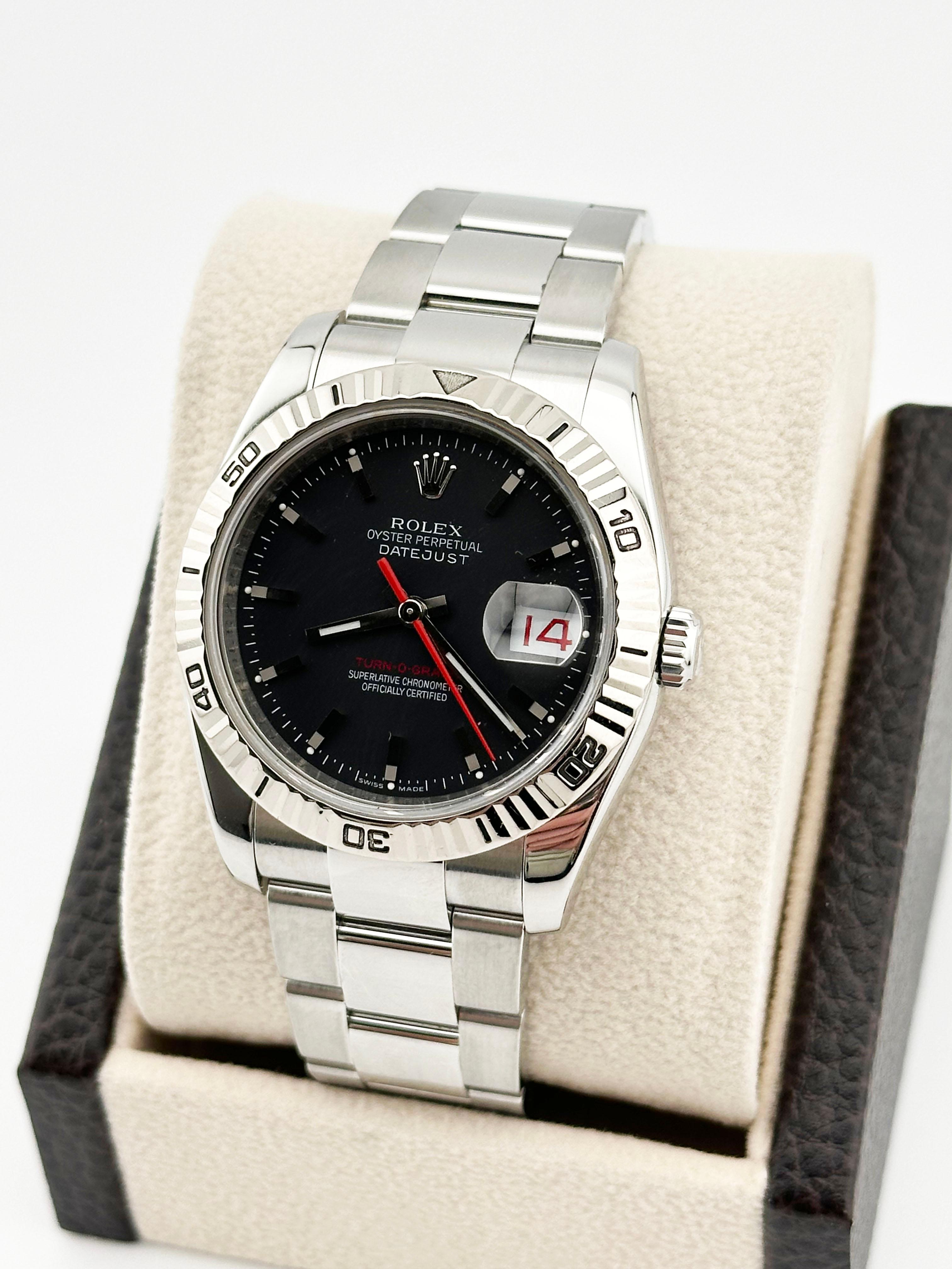 Rolex Datejust Turn-O-Graph 116264 Schwarzes Zifferblatt Edelstahl Box Buchstabe 1