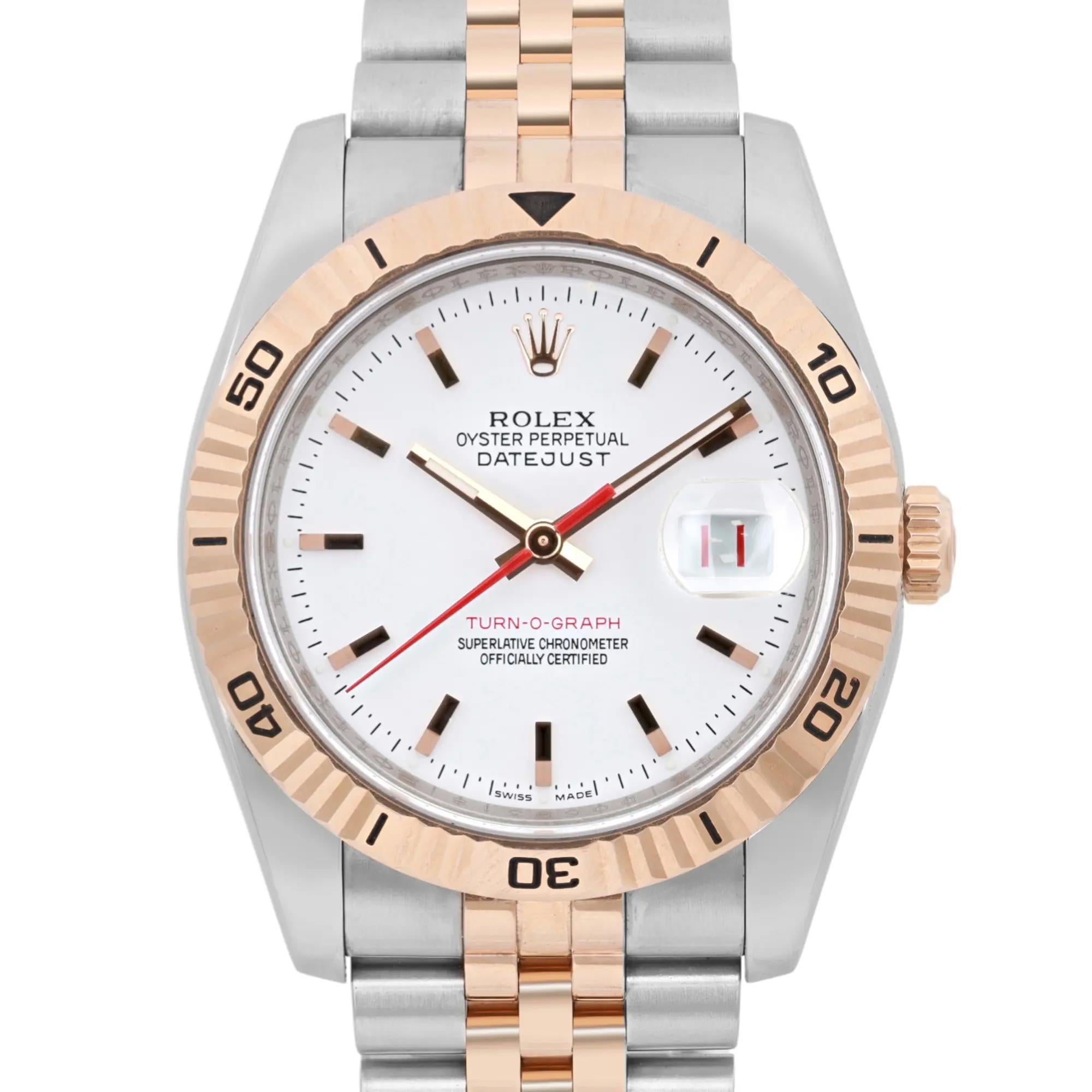 Aus Vorbesitz. Erstklassiger Zustand. Kürzlich gewartet. Das Uhrwerk ist kalibriert und hält die Zeit gut. Kommt mit Originalverpackung, aber ohne Papiere.

1. Marke und allgemeine Informationen
Marke: Rolex

Modell: Turn-O-Graph

Modellnummer: