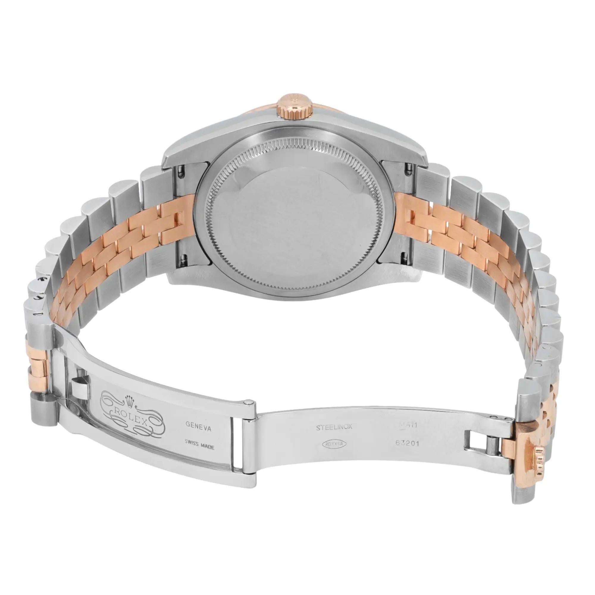 Rolex Datejust Turn-O-Graph 36mm 18K Rose Gold Stahl weißes Zifferblatt Uhr 116261 im Angebot 2