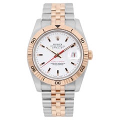 Rolex Datejust Turn-O-Graph 36mm 18K Rose Gold Steel White Dial Watch 116261