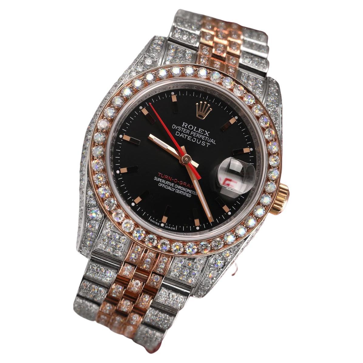 Rolex Datejust Turn-O-Graph Custom Two Tone Stainless Steel and Rose Gold Watch For Sale