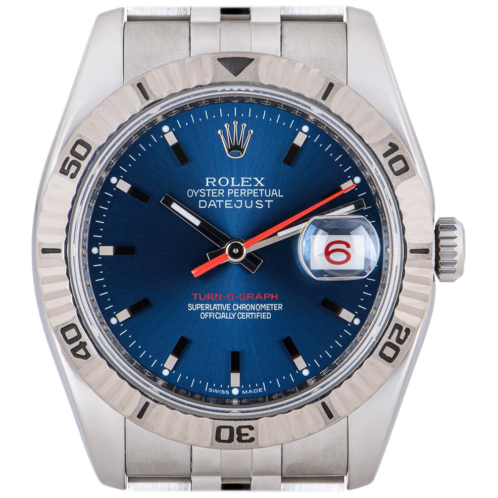 Rolex Datejust Turn-O-Graph Gents Stainless Steel Blue Dial 116264 at  1stDibs | why does steel turn blue, rolex 116264 blue, orig rolex design  116264