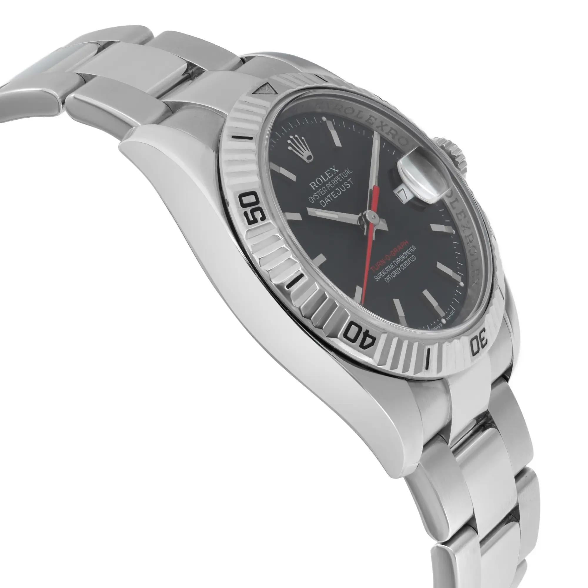 Rolex Datejust Turn-O-Graph Steel Black Dial Automatic Men Watch 116264 For Sale 1