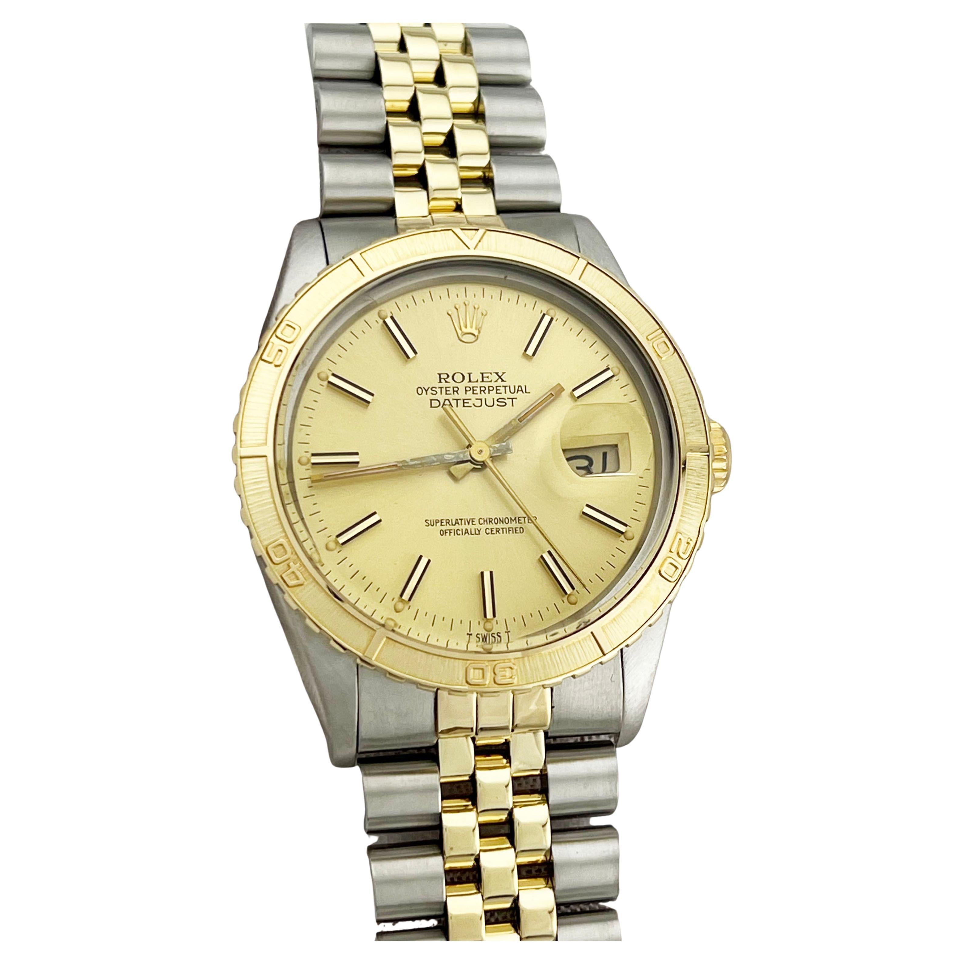 Rolex Datejust Turn-O-Graph Thunderbird 16253 14K Yellow Gold Stainless Jubilee For Sale