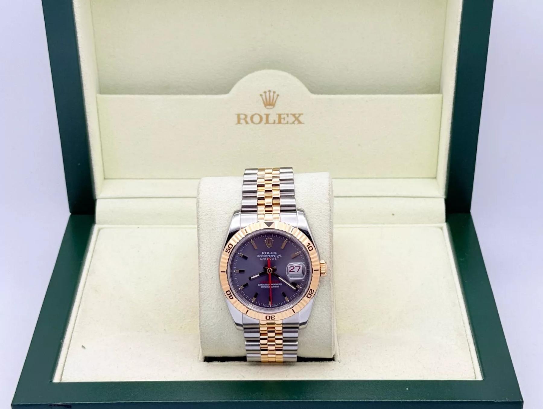 Rolex Datejust Turnograph 116263 Quadrante grigio Oro 18 carati Acciaio inossidabile Scatola di carta In condizioni ottime in vendita a San Diego, CA