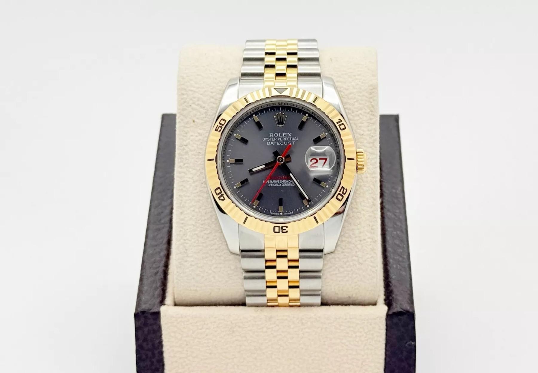 Uomo Rolex Datejust Turnograph 116263 Quadrante grigio Oro 18 carati Acciaio inossidabile Scatola di carta in vendita