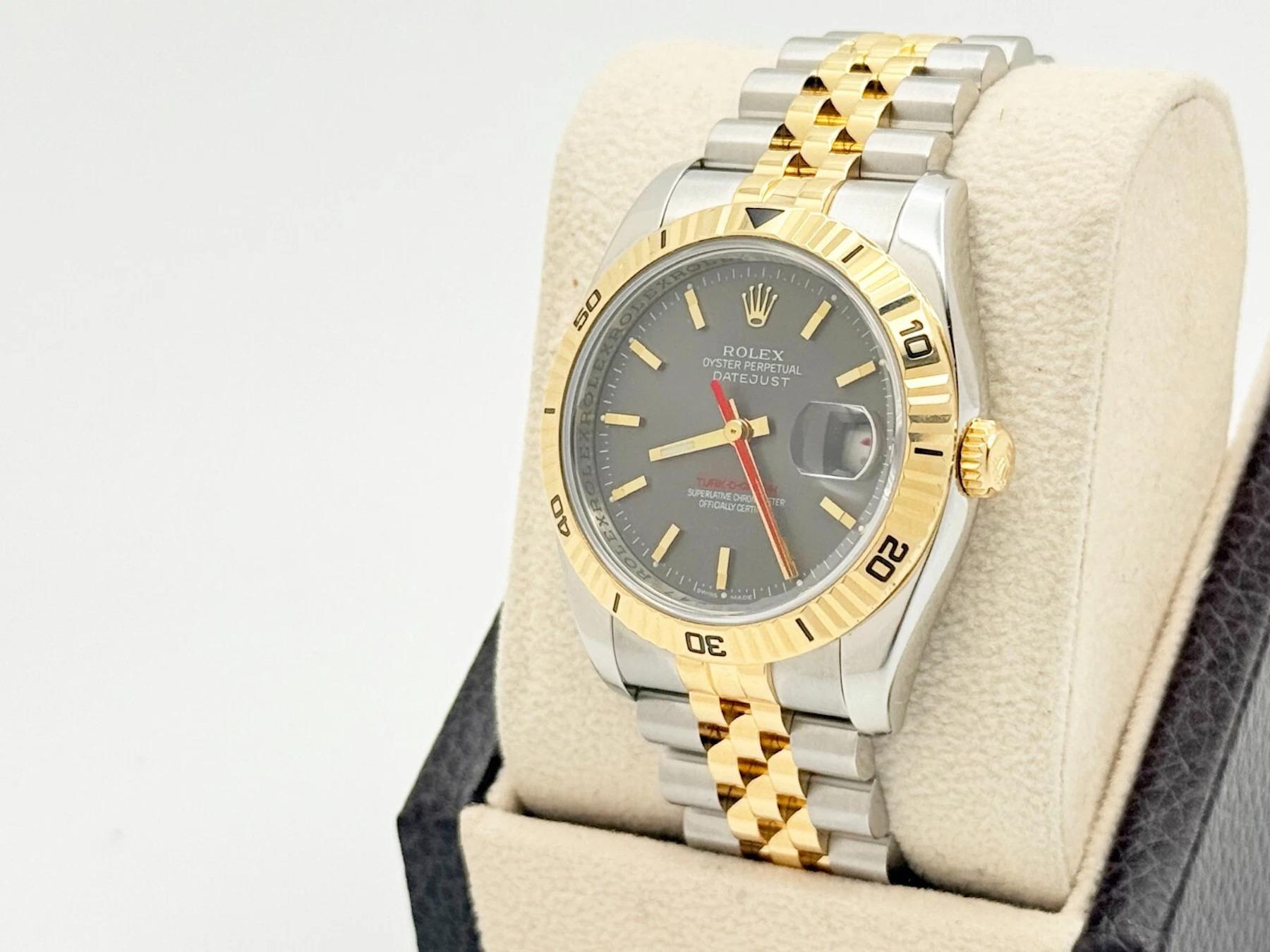 Rolex Datejust Turnograph 116263 Quadrante grigio Oro 18 carati Acciaio inossidabile Scatola di carta in vendita 2