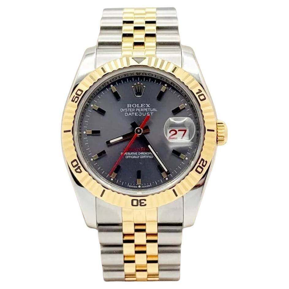Rolex Datejust Turnograph 116263 Gray Dial 18K Gold Stainless Steel Box Paper