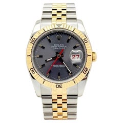 Rolex Datejust Turnograph 116263 Gray Dial 18K Gold Stainless Steel Box Paper