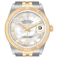 Rolex Datejust Turnograph 36 Steel Yellow Gold MOP Dial Mens Watch 16263