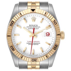 Rolex Datejust Turnograph Steel Yellow Gold White Dial Mens Watch 116263