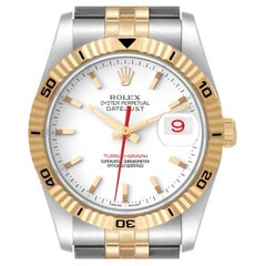 Rolex Datejust Turnograph 36mm Steel Yellow Gold White Dial Mens Watch 116263